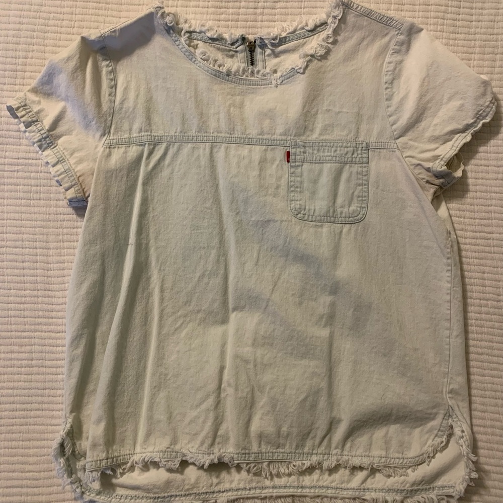 Denim Short Sleeve Top